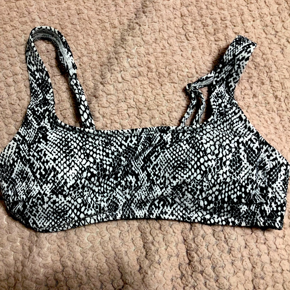 snake skin black and white bathing suit top